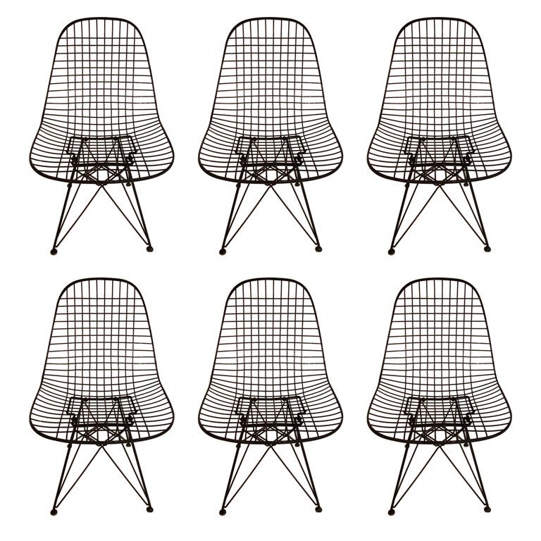 Six Eames Wire Chairs Herman Miller DKR