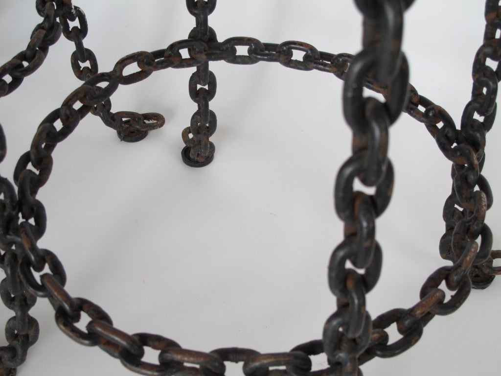 American A Set of Four Wrought Iron Chain Link Barstools