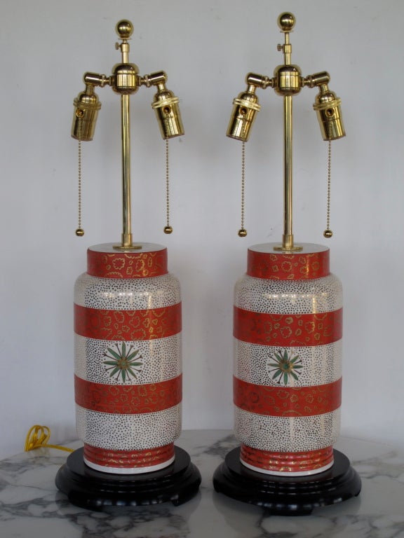 Pair of Waylande Gregory Ceramic Lamps In Good Condition For Sale In St.Petersburg, FL