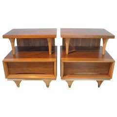 A Pair of Kent Coffey Nightstands in Natural Walnut