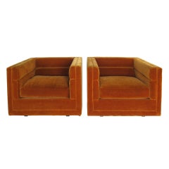 A Pair of Large Cube Chairs By Dunbar