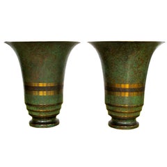 A Pair of Carl Sorensen Large Bronze Vases