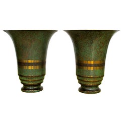 A Pair of Carl Sorensen Large Bronze Vases