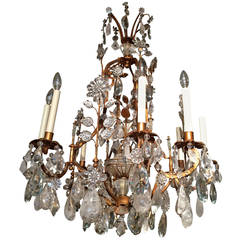 Bagues Rock Crystal and Gilt Wrought Iron Chandelier