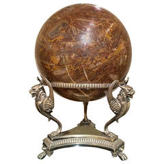 Large Marble Orb on Silver Stand