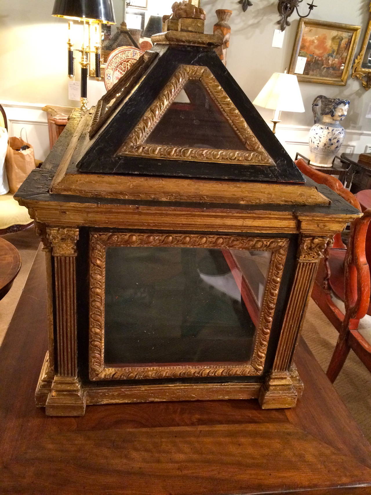 Italian Neoclassical Painted and Gilt Wood Architectural Reliquary 2