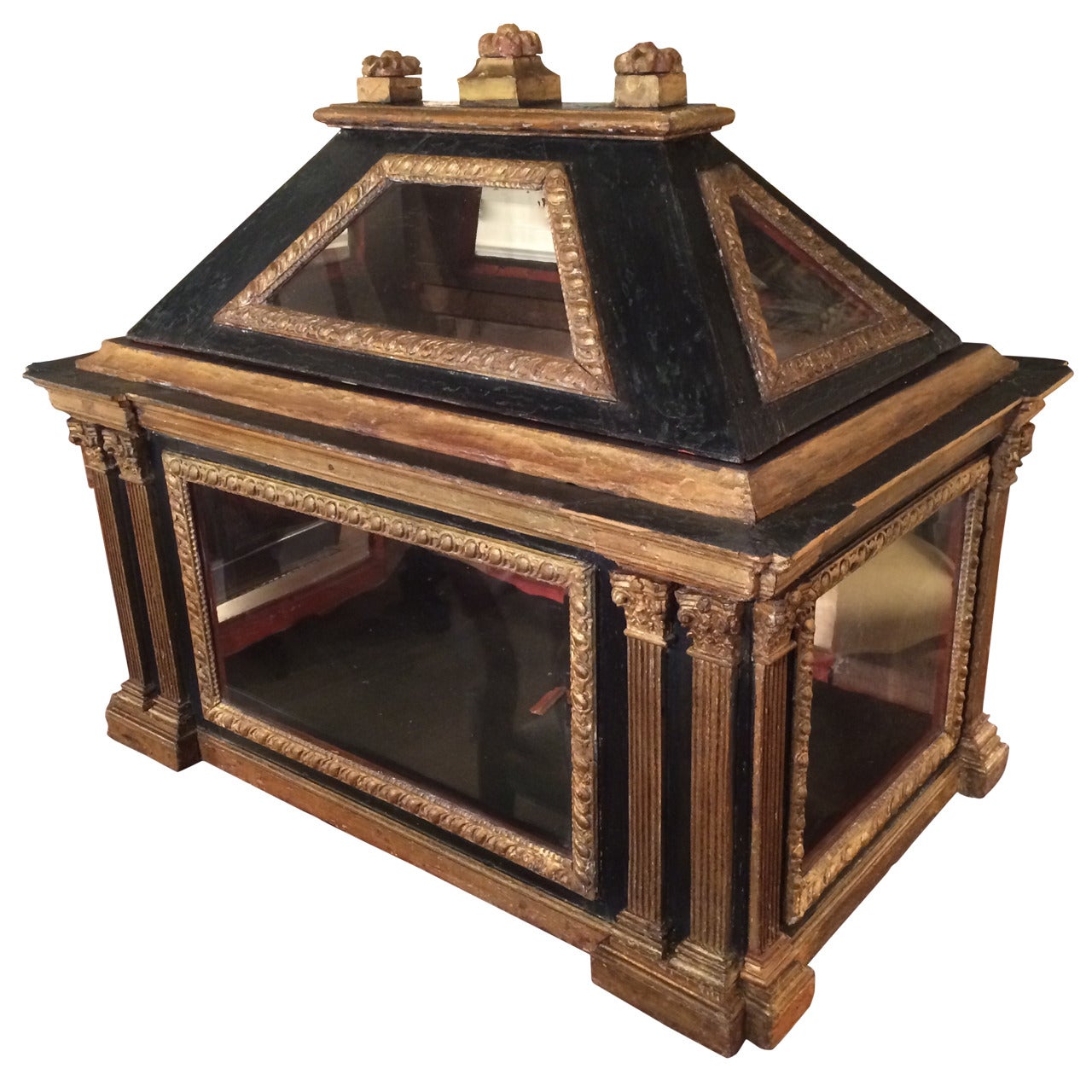Italian Neoclassical Painted and Gilt Wood Architectural Reliquary