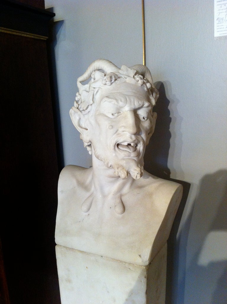 20th Century Neoclassical Italian Marble Satyr Herm