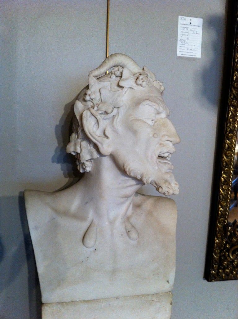 Neoclassical Italian Marble Satyr Herm In Excellent Condition In Stamford, CT