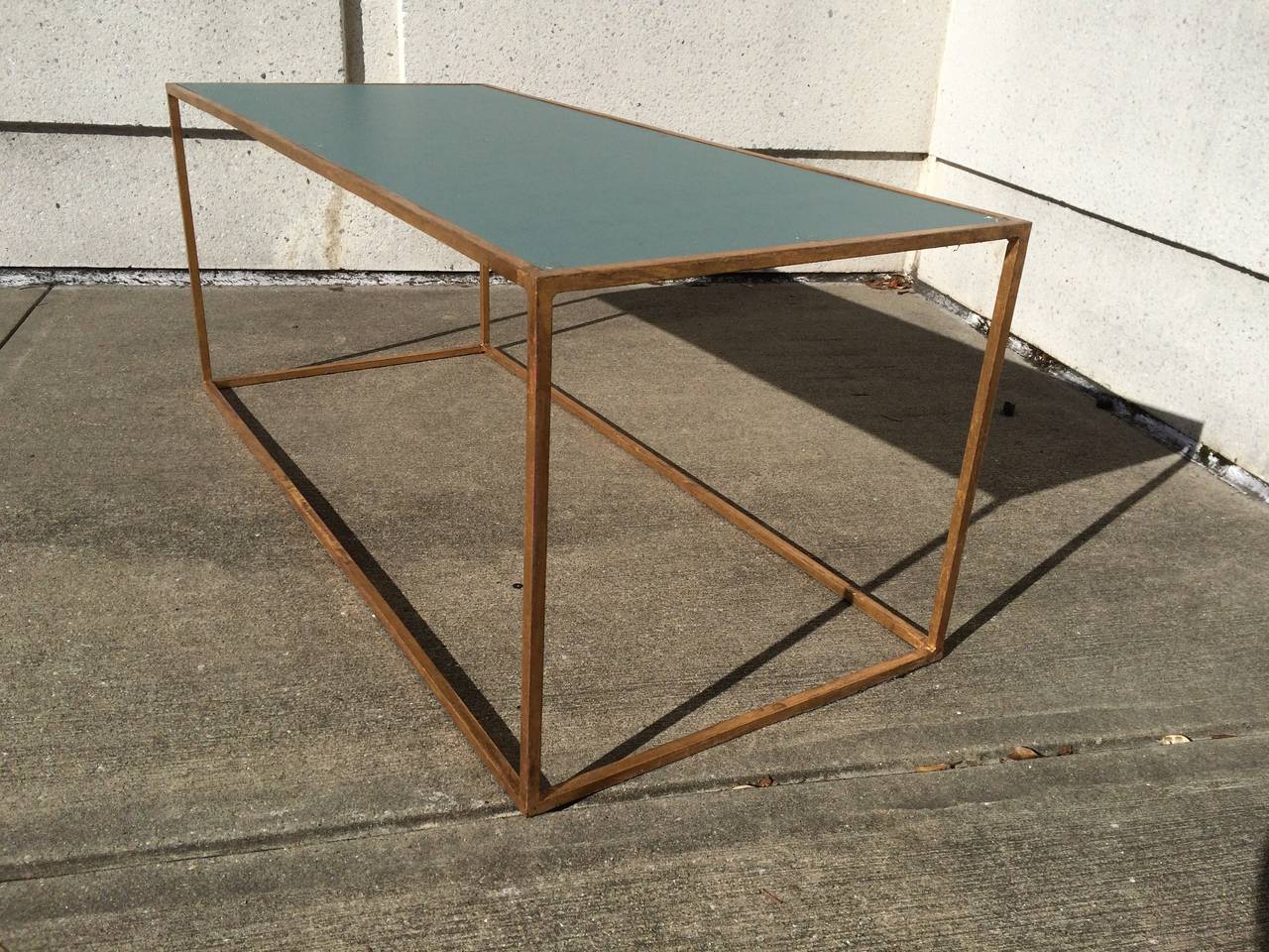 French Mid Century Gilt Iron Coffee Table In Good Condition In Stamford, CT