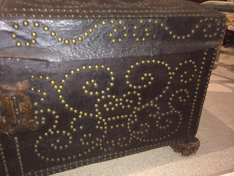 Spanish Leather Trunk with Brass Studs 3