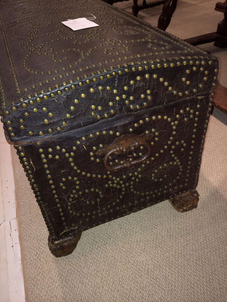 Spanish Leather Trunk with Brass Studs 4