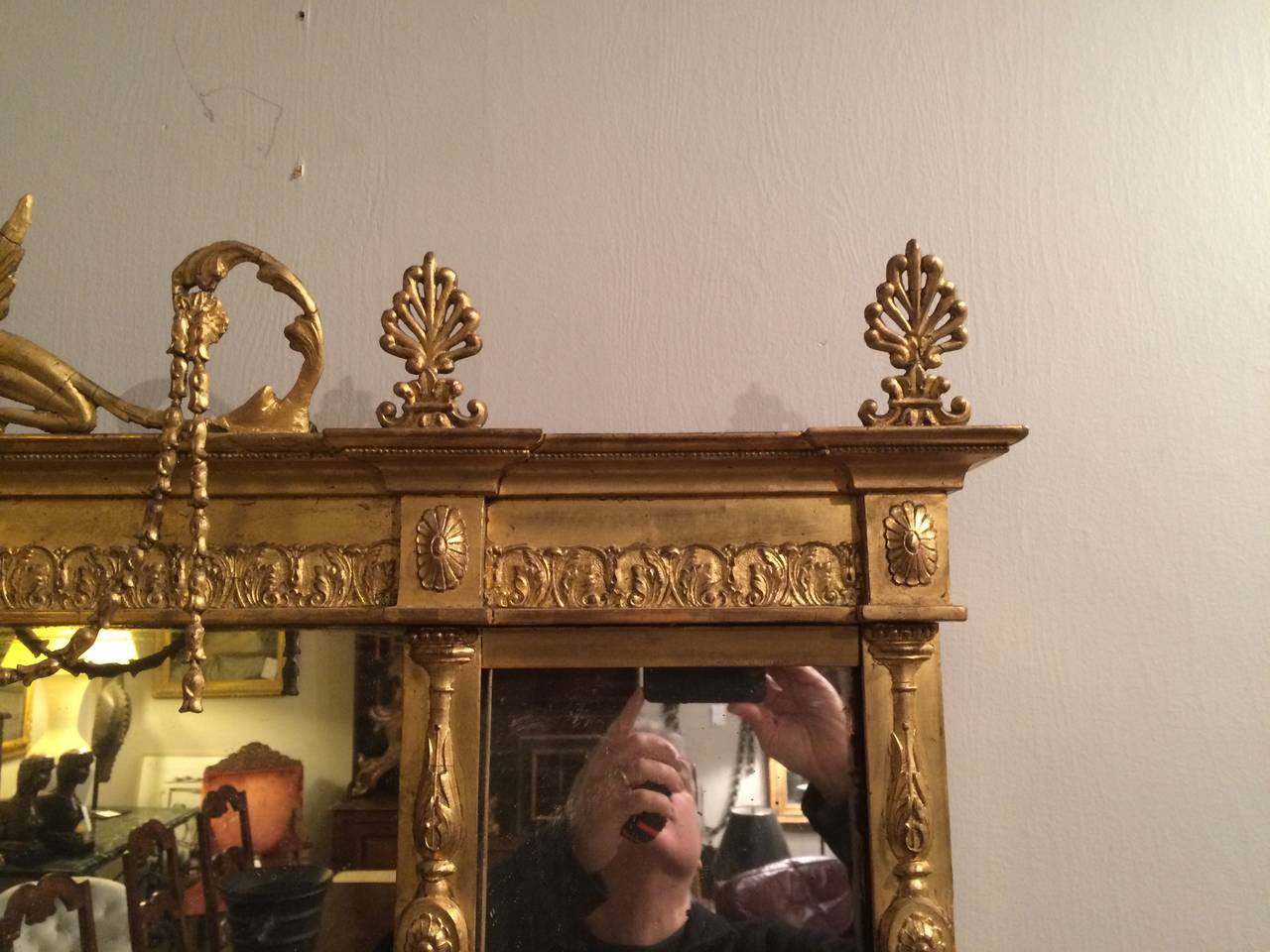 Irish Giltwood Adams Overmantel Mirror In Good Condition In Stamford, CT