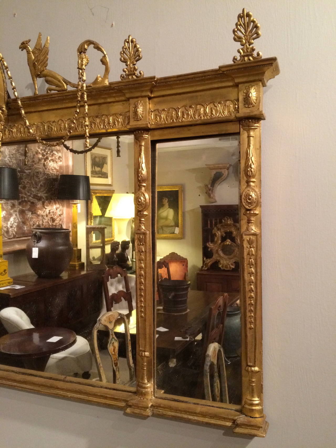 19th Century Irish Giltwood Adams Overmantel Mirror