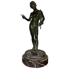 Antique Grand Tour Bronze Narcissus- Signed by Maker