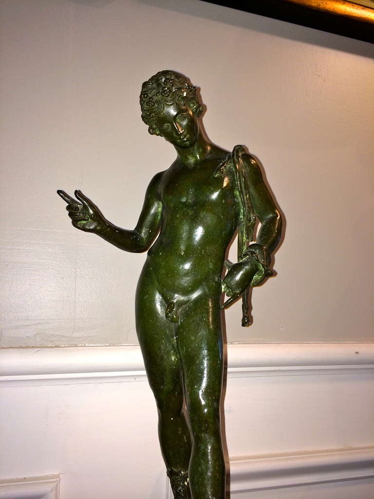 Neoclassical Grand Tour Bronze Narcissus- Signed by Maker