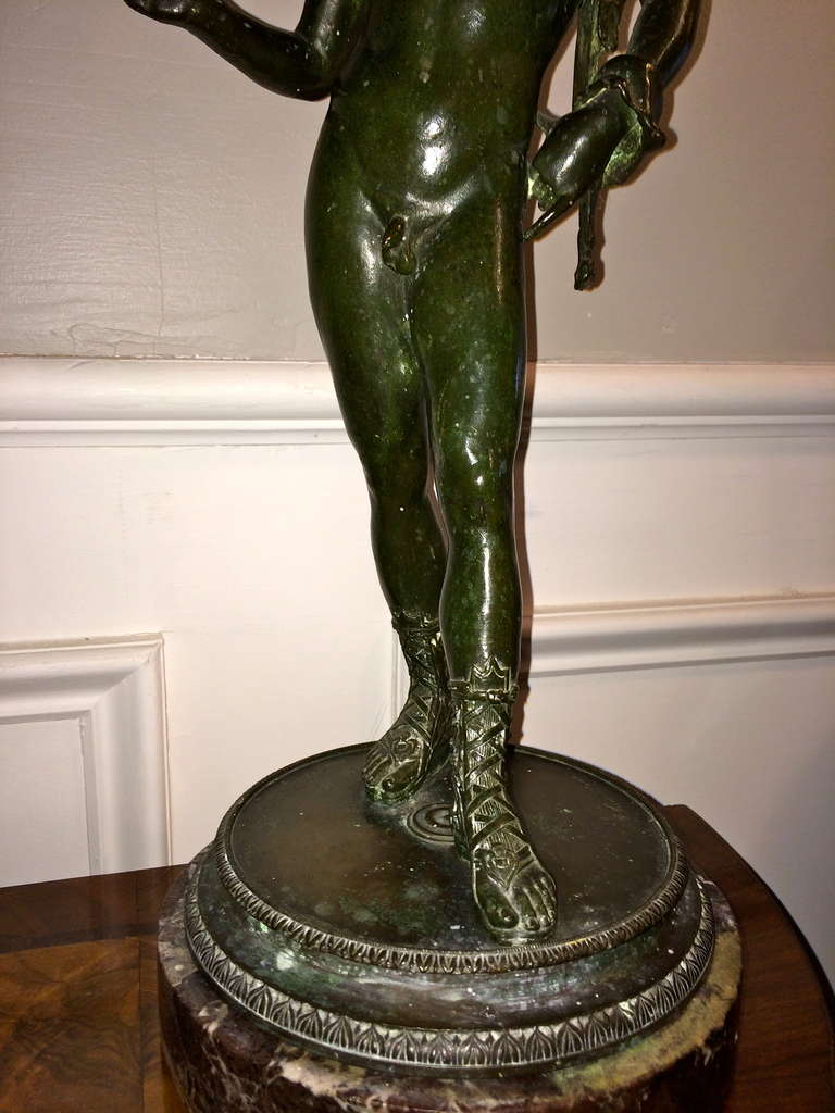 Italian Grand Tour Bronze Narcissus- Signed by Maker