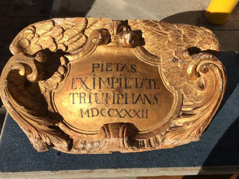 Italian Rococo Gilt Wood Cartouche