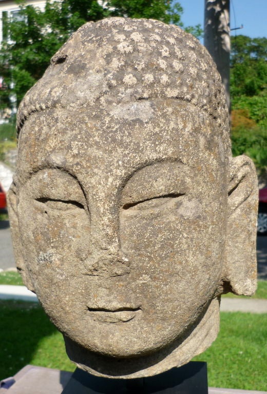CHINESE CARVED STONE BUDDHA HEAD