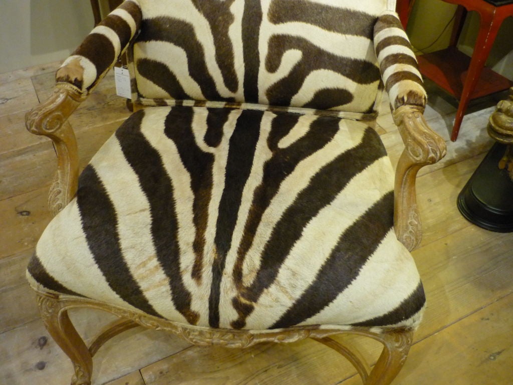 Pair Zebra Upholstered Oversize Arm Chairs 6