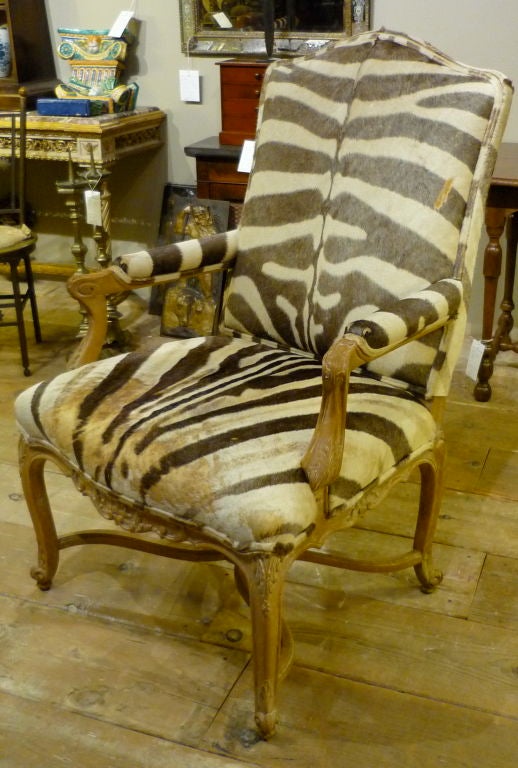 Pair Zebra Upholstered Oversize Arm Chairs 1