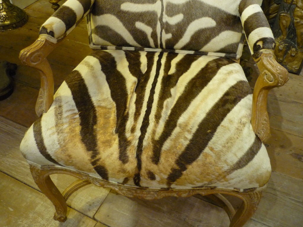 Pair Zebra Upholstered Oversize Arm Chairs 5