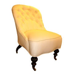 Pair English Upholstered Slipper Chairs