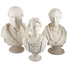 Antique Three English Parian Busts