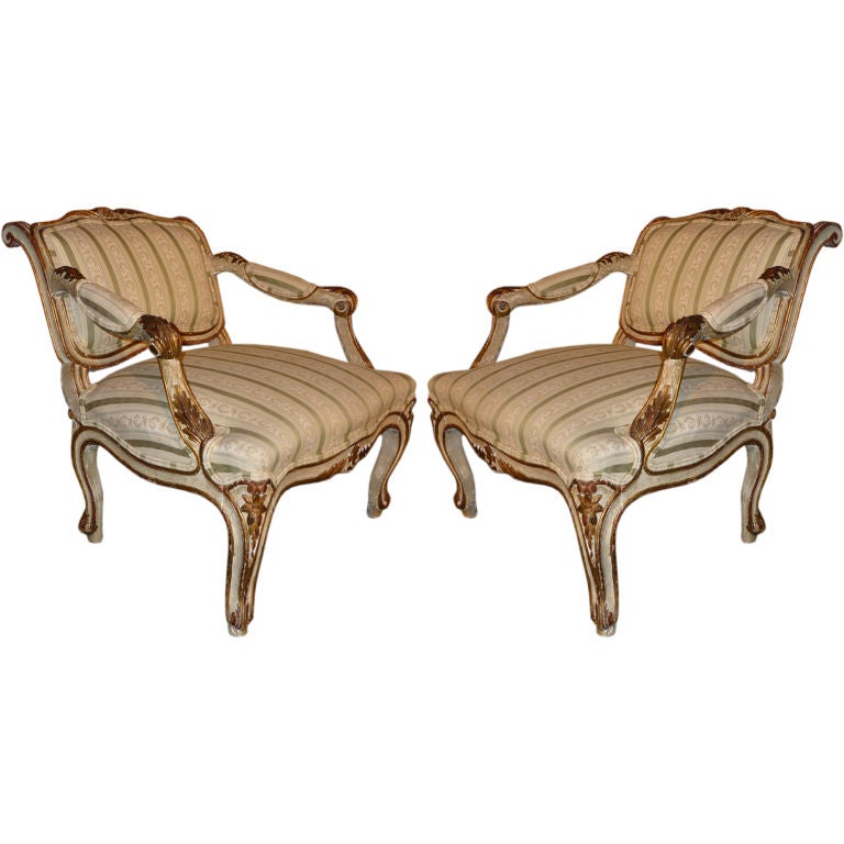 Pair Venetian Rococo Slipper Chairs