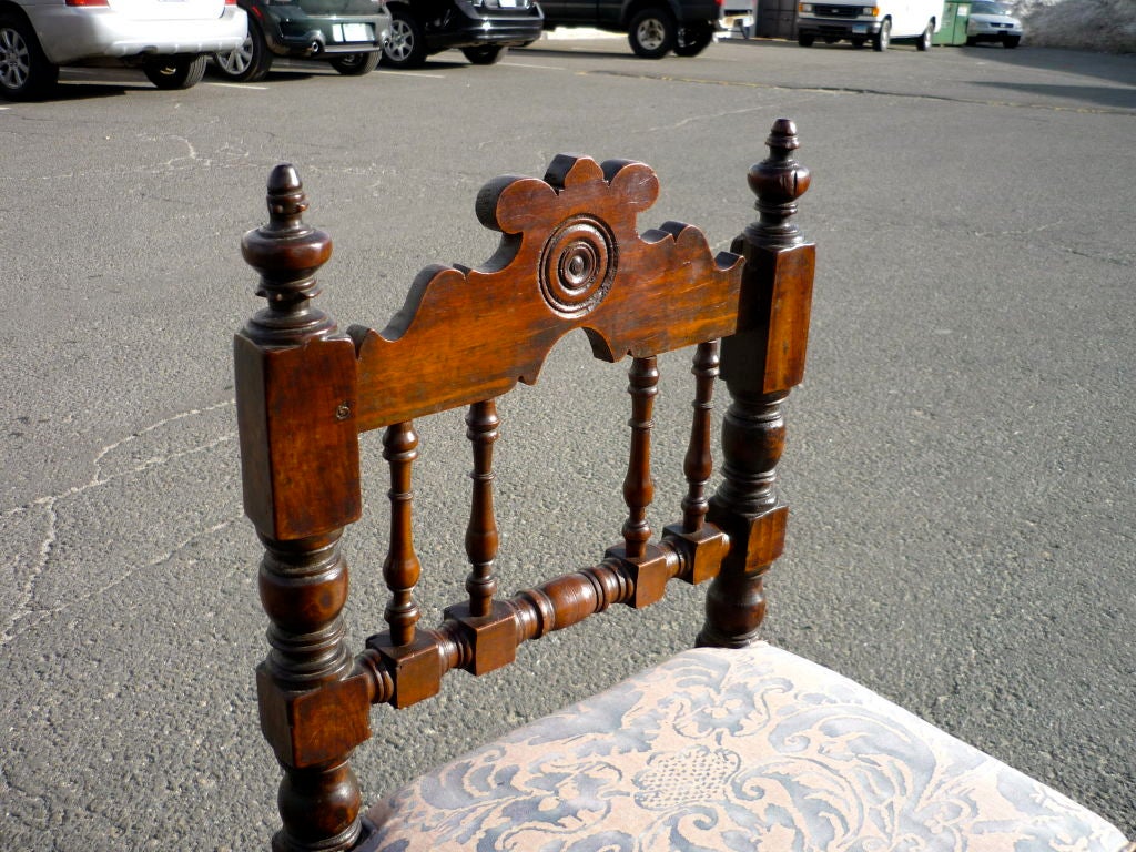 18th Century and Earlier Pair Italian Baroque Walnut Side Chairs