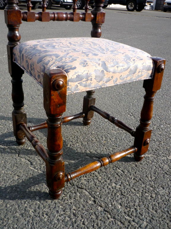 Pair Italian Baroque Walnut Side Chairs 2