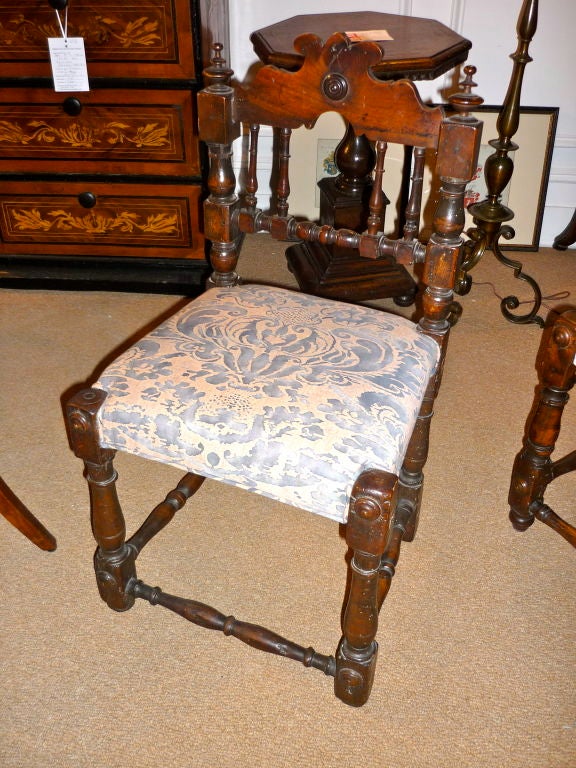 Pair Italian Baroque Walnut Side Chairs 5