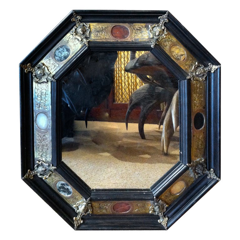 A Pair of Gilt Bronze and Pietre Dure Mounted Mirrors