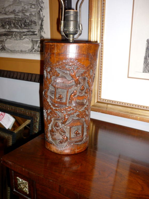 Pair Chinese Brush Pot Lamps