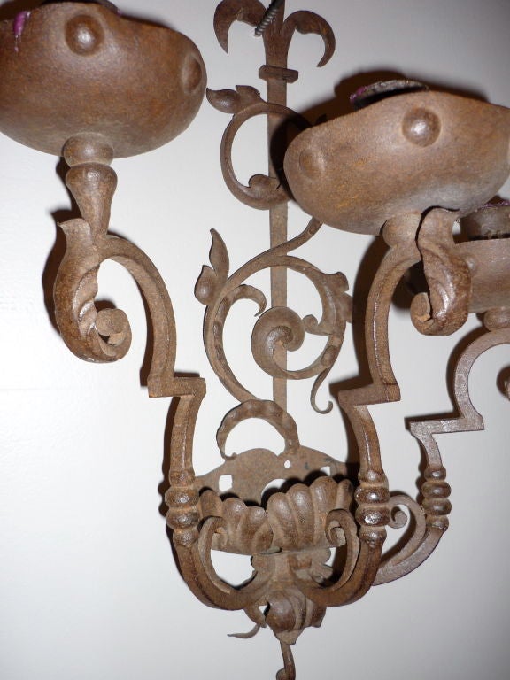 Pair of Italian Baroque Wrought Iron Three-Light Sconces In Excellent Condition In Stamford, CT