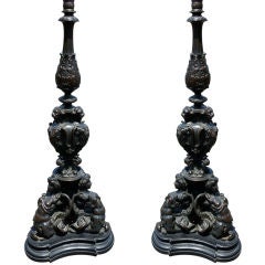 Pair Italian Bronze Renaissance Style Lamps Pair Italian Bronze Renaissance Style Lamps