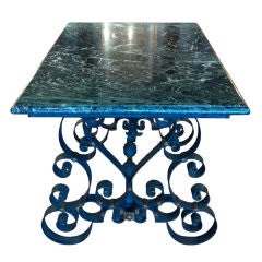 Mid-Century French Wrought Iron Marble-Top Table 1
