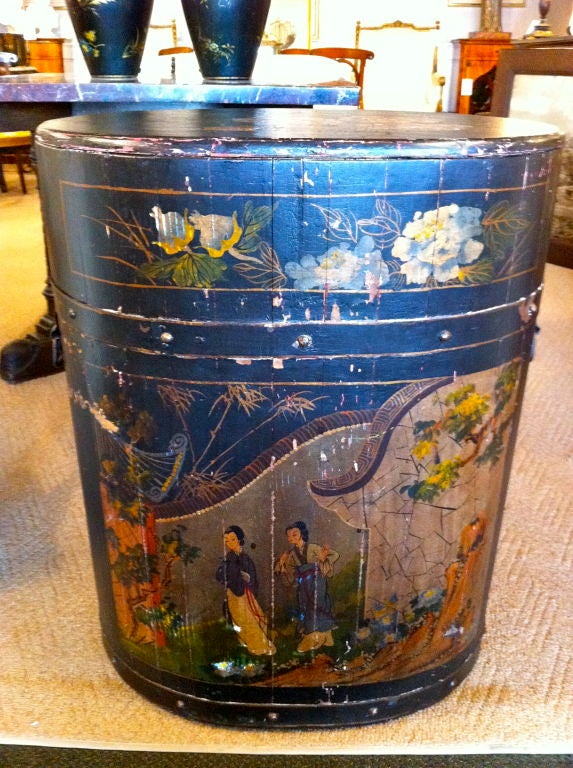 Chinese Painted Tea Barrel 1