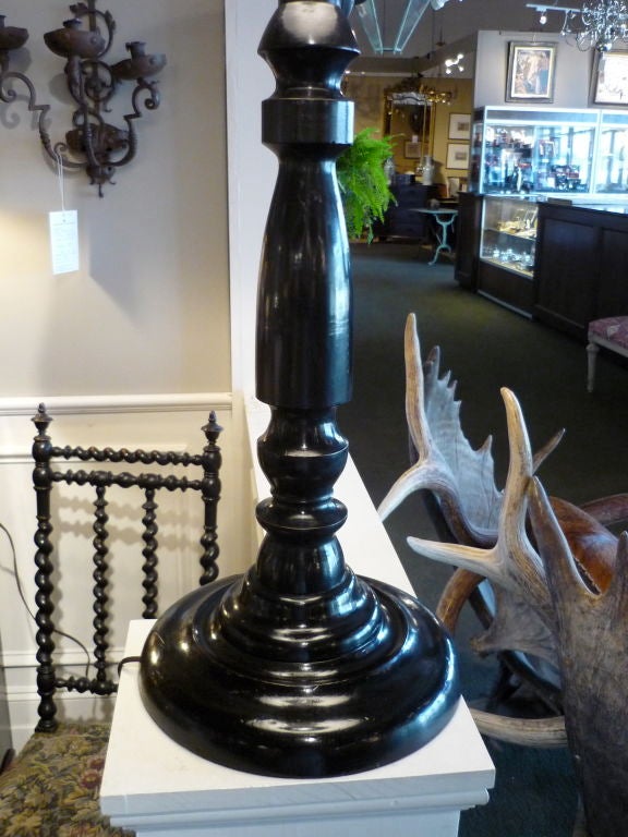 Pair Ebonized Large Scale Table Lamps