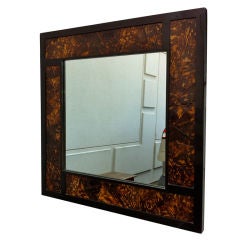 Vintage Tortoise Shell And Ebonized Wood Mirror