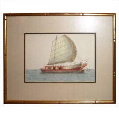 Set Of 12 Chinese Gouaches Of Sailing Vessels 'junks'