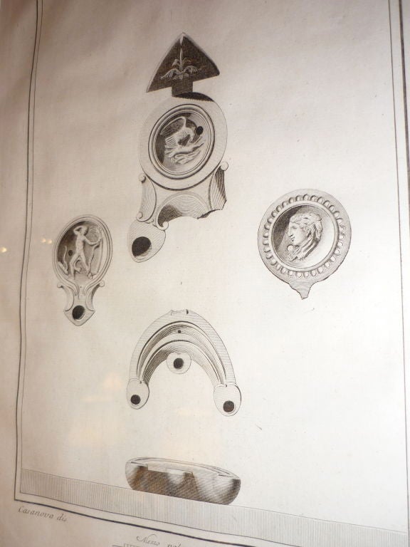 18e s. Gravures néoclassiques italiennes d'antiquités, lampes à huile d'Herculanum  en vente 2
