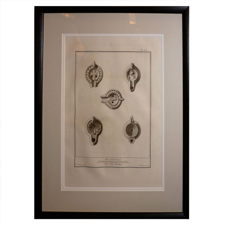 18th c. Italian Neoclassical Etchings Of Antiquities, Oil Lamps of Herculaneum  For Sale