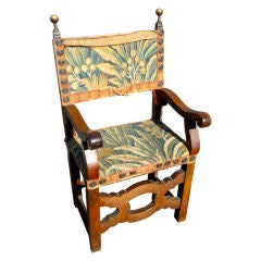 Italian Baroque Walnut Side Arm Chair