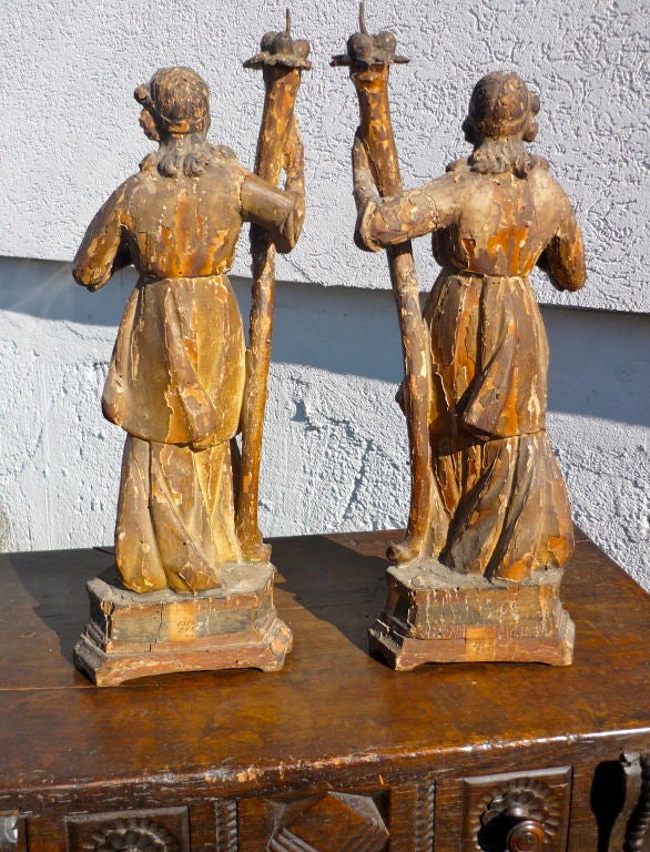 Pair 17 Th Century Italian Baroque Gilt Wood Angels 1