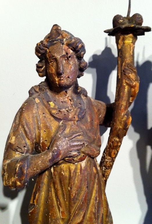 Pair 17 Th Century Italian Baroque Gilt Wood Angels 4