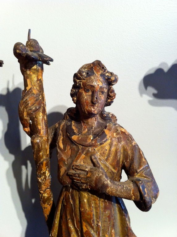 Pair 17 Th Century Italian Baroque Gilt Wood Angels 5