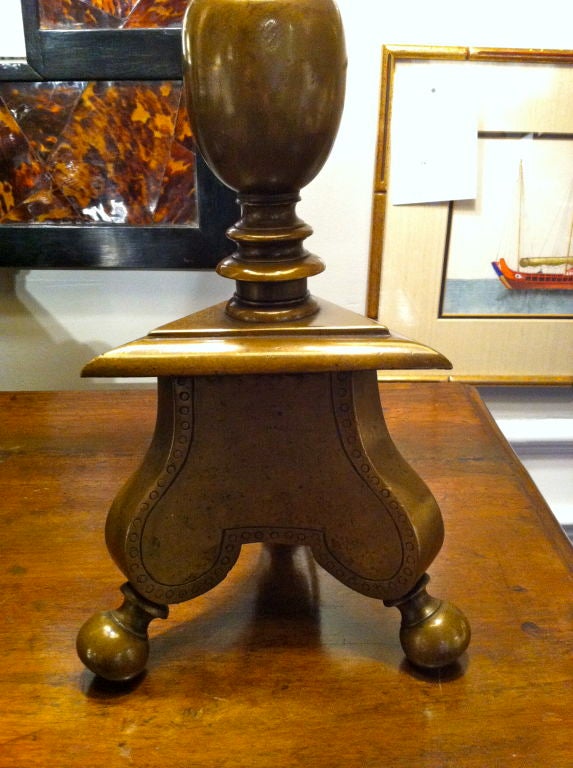 Dutch Baroque Bronze Table Lamp Candelabrum In Excellent Condition In Stamford, CT