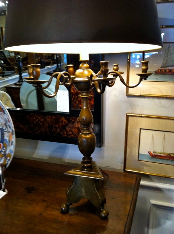 18th Century and Earlier Dutch Baroque Bronze Table Lamp Candelabrum
