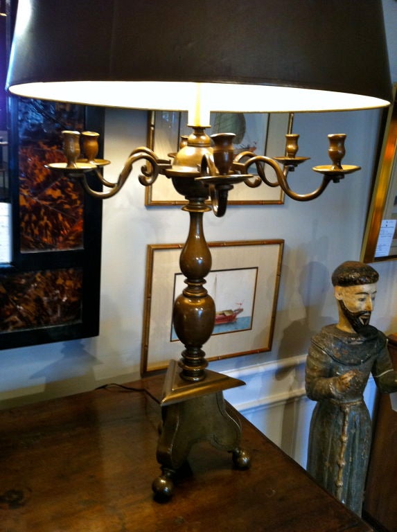 Dutch Baroque Bronze Table Lamp Candelabrum 1